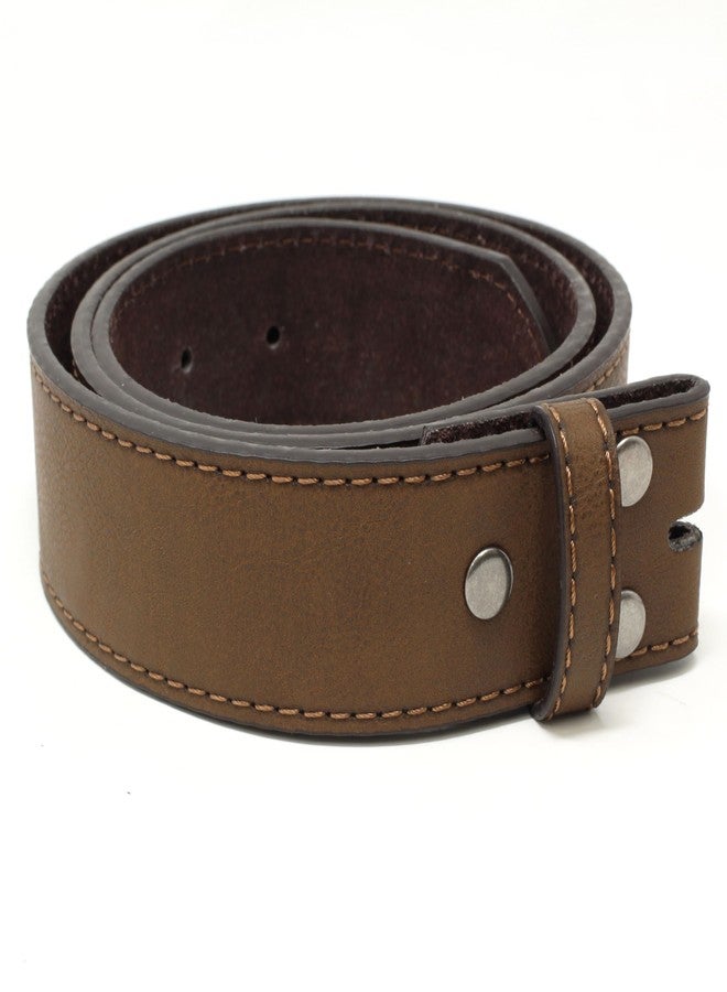 BC Belts حزام جلدي من بي سي بيلتس بنسيج عتيق ممزق، عرضه 1.5 بوصة، مزود بأزرار كبس (بني داكن - مقاس متوسط) - Image 1